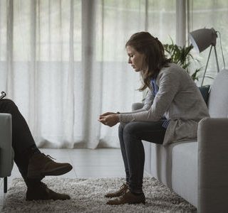 Therapist and patient during a psychotherapy session